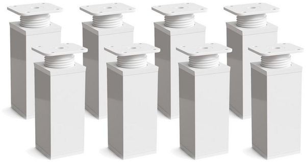 sossai® Möbelfuß Design-Möbelfüße, 4er & 8er Set, höhenverstellbar MFV1, Farbe: Weiß, (8-St), Farbe: Weiß