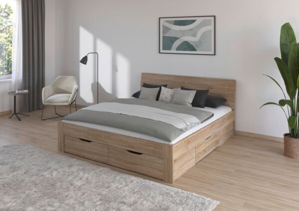 Rauch Möbel 'Flexx' Futonbett, Eiche Sonoma, 180x200 cm, mit Bettkasten