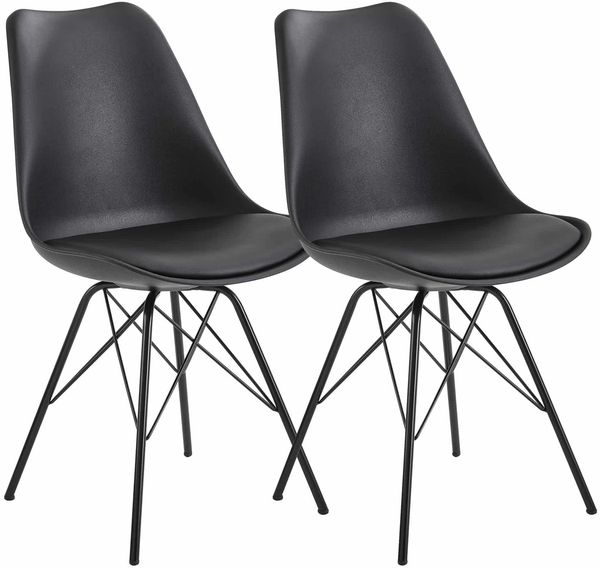 Esszimmerstuhl 2er Set Schwarz Küchenstuhl Kunststoff