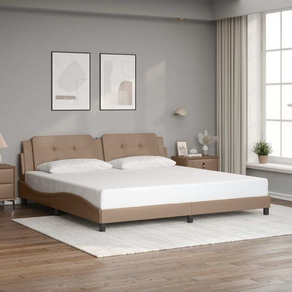vidaXL Bettgestell ohne Matratze "Zadar" Cappuccino-Braun 200x200 cm Kunstleder 3208209
