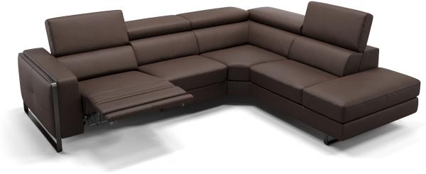Sofanella Ecksofa MANZANO Funktionscouch Ledersofa Eckgarnitur in Braun