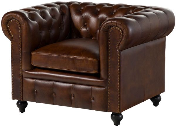 Sessel Echtleder 105x82x75 braun CHESTERFIELD #102