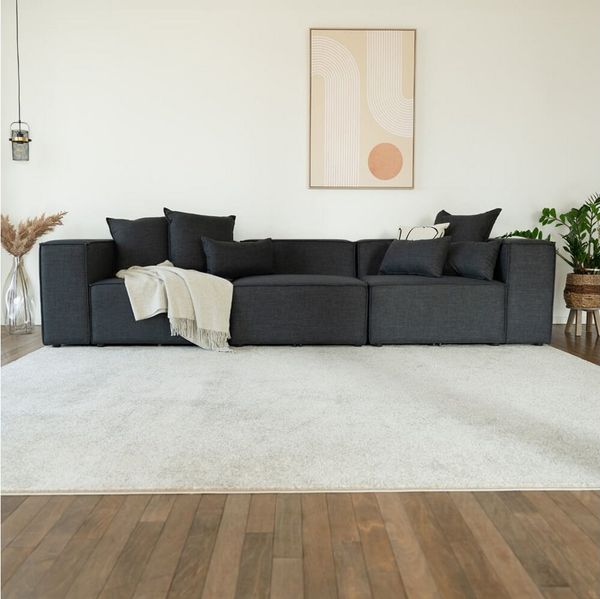 HOME DELUXE Sofa Modulares Sofa FINO - M 327 x 70 x 120 cm, abgeschrägte Rückenlehnen & Seitenfächer 3 Teile, Couch, Ecksofa Wohnlandschaft