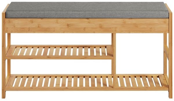 SoBuy FSR47-N Schuhbank, Massivholz, Lackiert, Bambus, 90 x 45 x 30 cm