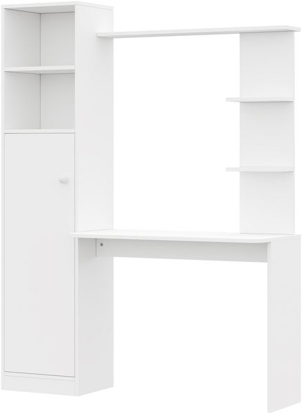 Merax Schreibtisch, Bürotisch & Lerntisch, mit Schrank und Ablageregal, Modernes Bürodesign, Weiß Bild 8