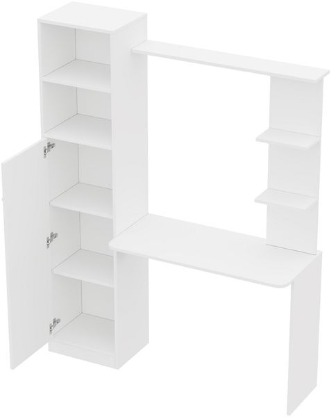Merax Schreibtisch, Bürotisch & Lerntisch, mit Schrank und Ablageregal, Modernes Bürodesign, Weiß Bild 9