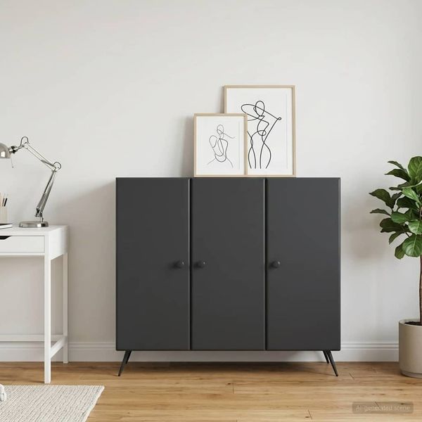 vidaXL Sideboard Schwarz 89 x 34,5 x 80 cm Holzwerkstoff 895566