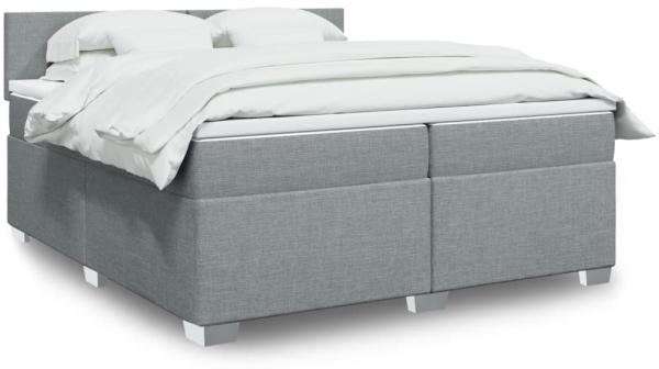 vidaXL Boxspringbett mit Matratze Hellgrau 200x200 cm Stoff 3288288