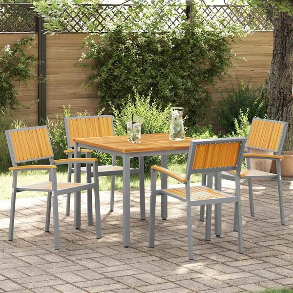 Strandstühle 4er Set, Gartenstuhl Braun 56 x 57 x 87 cm Massivholz Akazie