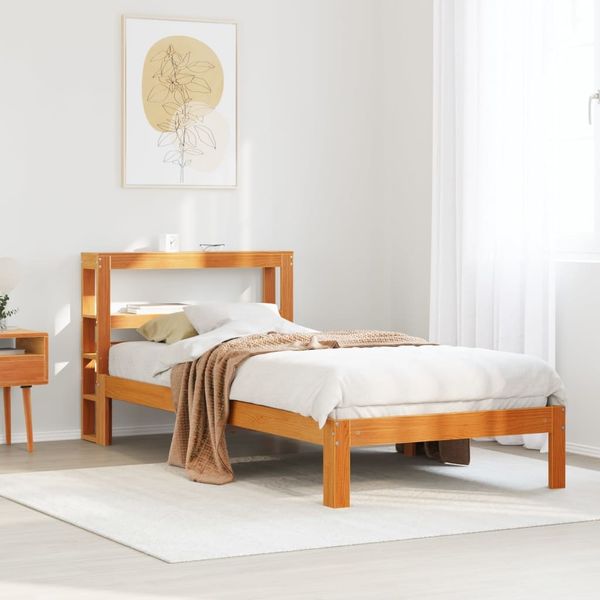vidaXL Massivholzbett ohne Matratze Wachsbraun 100x200 Kiefernholz 3306063