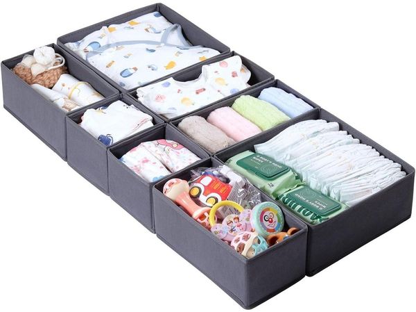 ORLISA 8-teiliges Set Aufbewahrungsbox Kleiderschrank Organizer, Grau