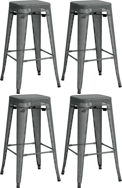 CLP 4er Set Metall Barhocker Fletcher stapelbar,grau