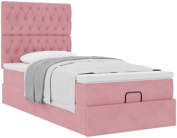 vidaXL Ottoman-Bett mit Matratzen Rosa 90x190 cm Samt 3313516 Bild 5