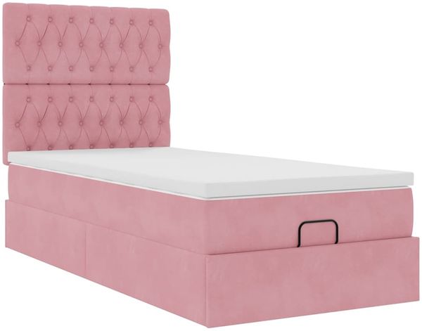 vidaXL Ottoman-Bett mit Matratzen Rosa 90x190 cm Samt 3313516 Bild 6