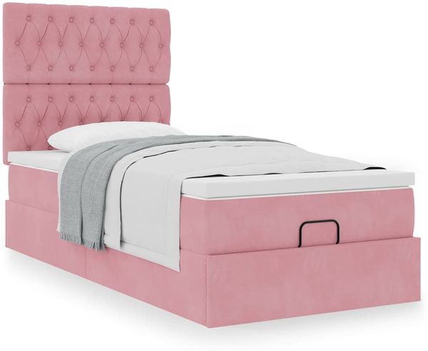 vidaXL Ottoman-Bett mit Matratzen Rosa 90x190 cm Samt 3313516 Bild 4