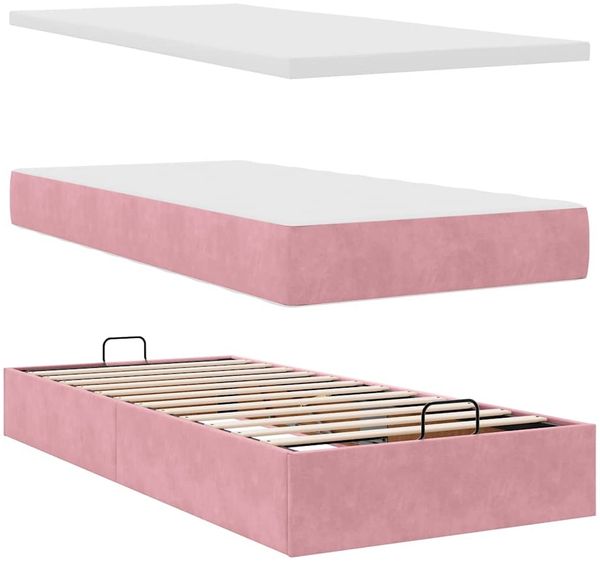 vidaXL Ottoman-Bett mit Matratzen Rosa 90x190 cm Samt 3313516 Bild 11