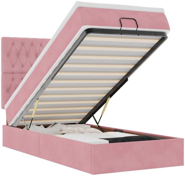 vidaXL Ottoman-Bett mit Matratzen Rosa 90x190 cm Samt 3313516 Bild 2