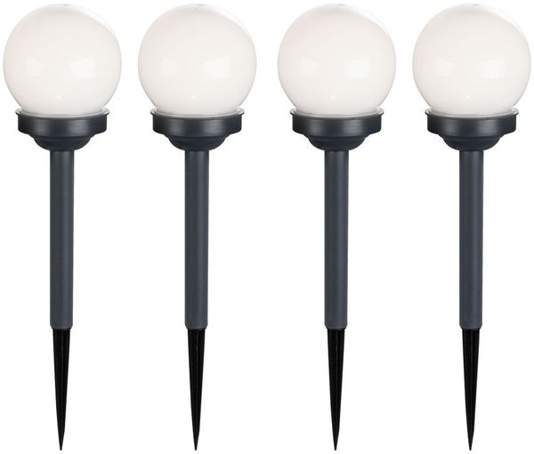 4x LED Solarkugel Stecklampen, weiß, H 39 cm