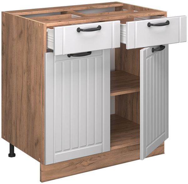 Küchenunterschrank Fame-Line Weiß Landhaus 80 cm ohne Arbeitsplatte Vicco Bild 4
