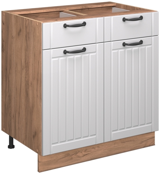 Küchenunterschrank Fame-Line Weiß Landhaus 80 cm ohne Arbeitsplatte Vicco