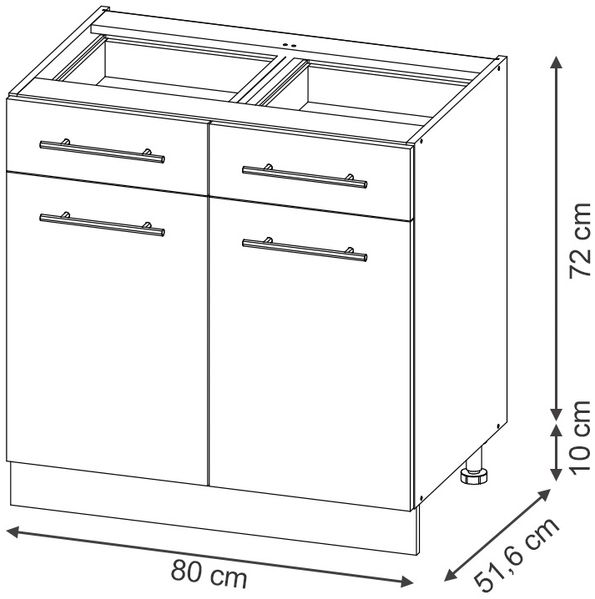 Küchenunterschrank Fame-Line Weiß Landhaus 80 cm ohne Arbeitsplatte Vicco Bild 2