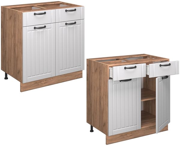 Küchenunterschrank Fame-Line Weiß Landhaus 80 cm ohne Arbeitsplatte Vicco Bild 5