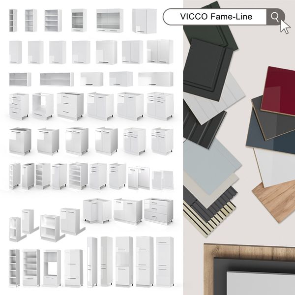 Küchenunterschrank Fame-Line Weiß Landhaus 80 cm ohne Arbeitsplatte Vicco Bild 6