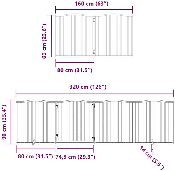 vidaXL 8-tlg. Hundetor mit Tür Faltbar Braun 640 cm Pappelholz 3155638 Bild 12