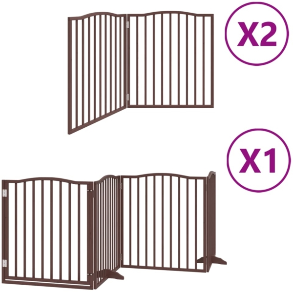 vidaXL 8-tlg. Hundetor mit Tür Faltbar Braun 640 cm Pappelholz 3155638