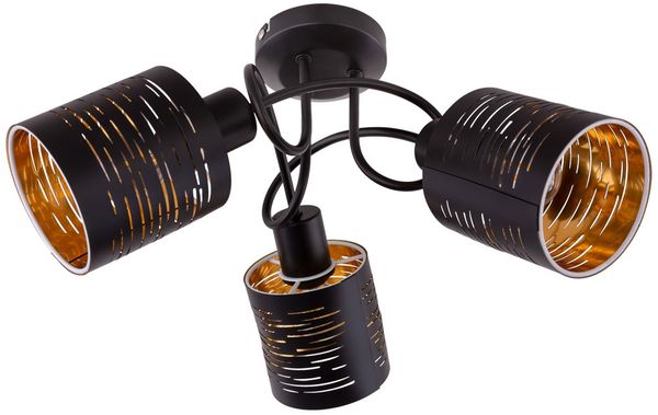 RGB LED Deckenleuchte, Dekor Stanzungen, schwarz-gold, 40 cm