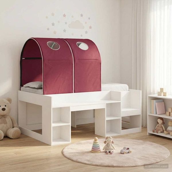 vidaXL Bett mit Tunnel 4 pcs Weiß und Rot Holzwerkstoff 3423501