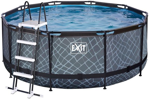 Exit Stahlrahmen Aufstellpool | Grau | 122 cm | Inkl. Filterpumpe