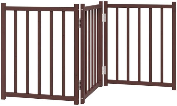 vidaXL 3-tlg. Hundetor Faltbar Braun Eiche 150 cm Massivholz Tanne 352292 Bild 6