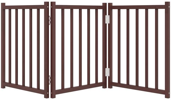vidaXL 3-tlg. Hundetor Faltbar Braun Eiche 150 cm Massivholz Tanne 352292 Bild 4