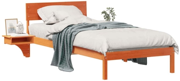 vidaXL Bettrahmen Wachsbraun 90 x 200 cm Massives Kiefernholz 873465 Bild 2