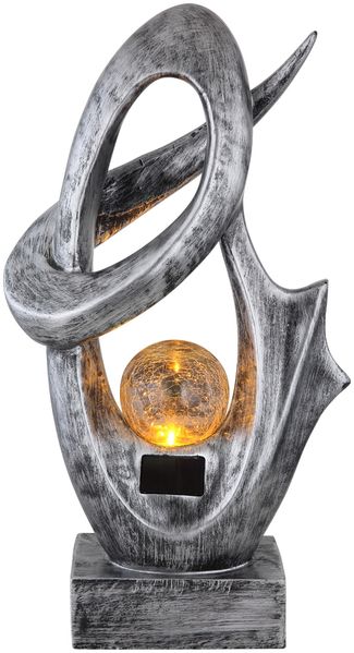 LED Solarleuchte, silber, Glas Crackle Design H 45 cm