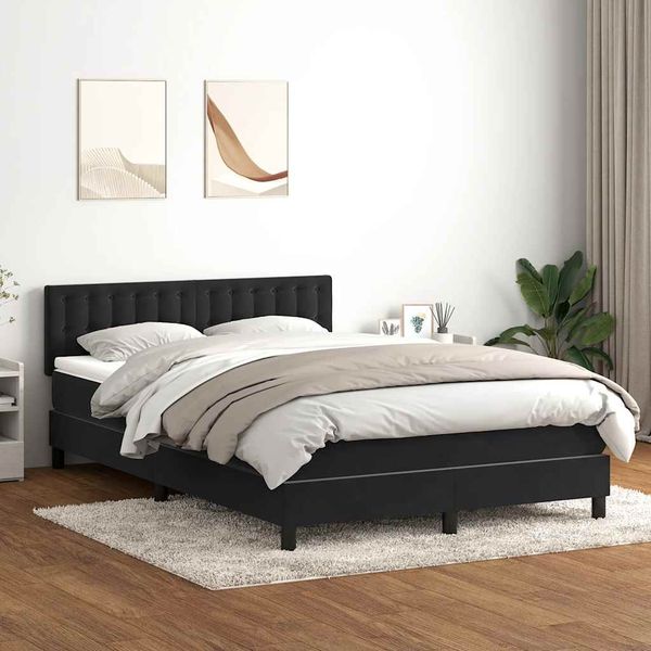 vidaXL Boxspringbett mit Matratze Schwarz 160x210 cm Samt 3316601