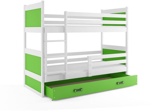 BMS Etagenbett für Kinder Rico Weiß Grün 3 Schlafplätze Bild 3
