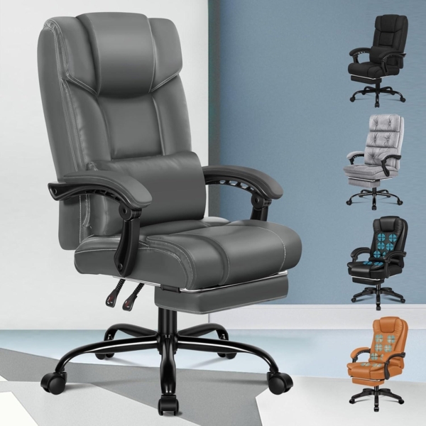 Ergonomischer Bürostuhl Gaming Stuhl mit Lordosenstütze, Massagefunktion, Braun