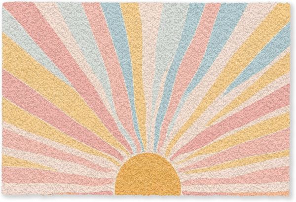 MuchoWow Fußmatte Illustration - Sonne - Pastellfarben, Rechteckig, innen Schmutzfangmatte, Tür, Schmutzfänger Flur, Teppich 60x40 cm