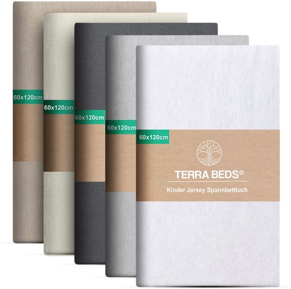 Terra Beds Premium Spannbettlaken 60x120 cm - 160g/m2-100% Hochwertiges Oeko-TEX Baumwoll Jersey Kinder Spannbetttuch – Erhältlich in 10 Farben