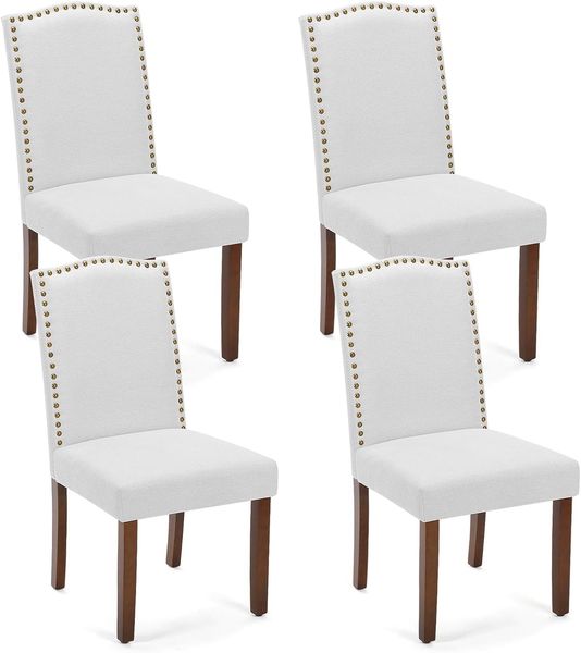 DUMOS Esszimmerstühle 4er Set, Elegant und Schön Modern Stühle Esszimmer, Leinenstoff Gepolstert küchenstühle, Kratzfester Boden Esszimmerstuhl Geeignet für Küche, Wohnzimmer, Schlafzimmer (Grau)