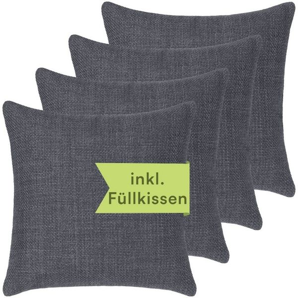 Selfitex Dekokissen 4er Set 40x40cm inkl. Füllkissen, edler Struktur Polsterstoff, für Sofa, Couch, Bett oder als Polster jeglicher Art