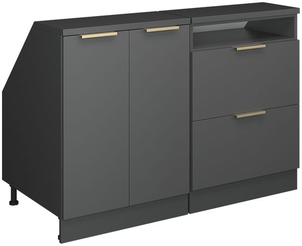 Dachschrägenschrank-Set Rion Anthrazit-Gold 120 cm 2er Set Schrankkorpuss 60 cm Tiefe Vicco