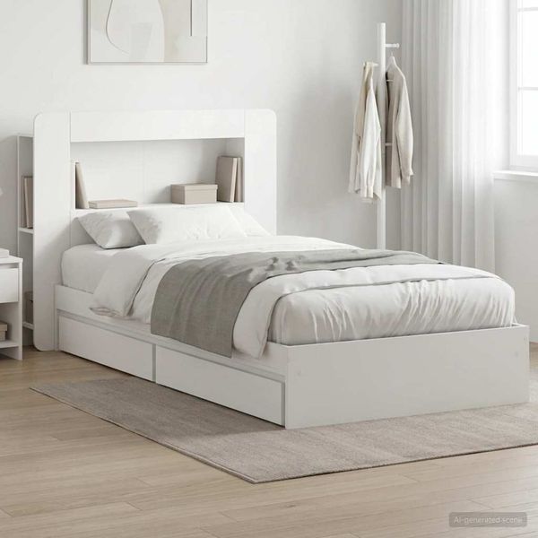 vidaXL Bettgestell mit Stauraum Weiß 90 x 200 cm Holzwerkstoff 3433641