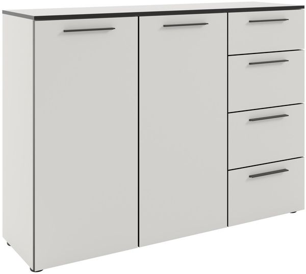 Novel 'SOUL' Sideboard, Holznachbildung weiß, 135 x 99.8 x 40 cm, mit Softclose und Schubladen