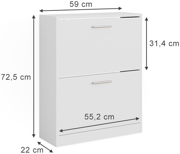 Schuhschrank Gizmo Weiß 59 x 72.5 cm 2 Fächern Vicco Bild 3
