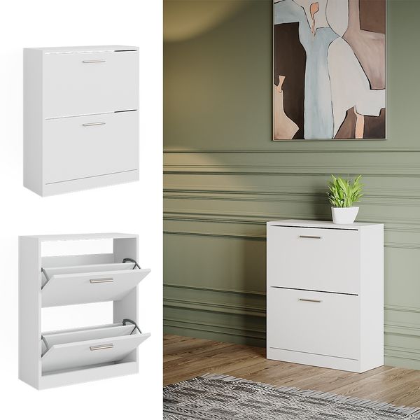 Schuhschrank Gizmo Weiß 59 x 72.5 cm 2 Fächern Vicco Bild 2