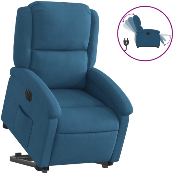vidaXL Relaxsessel mit Aufstehhilfe Elektrisch Blau Samt 3204332