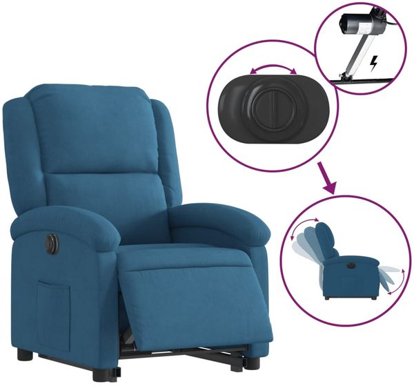 vidaXL Relaxsessel mit Aufstehhilfe Elektrisch Blau Samt 3204332 Bild 5